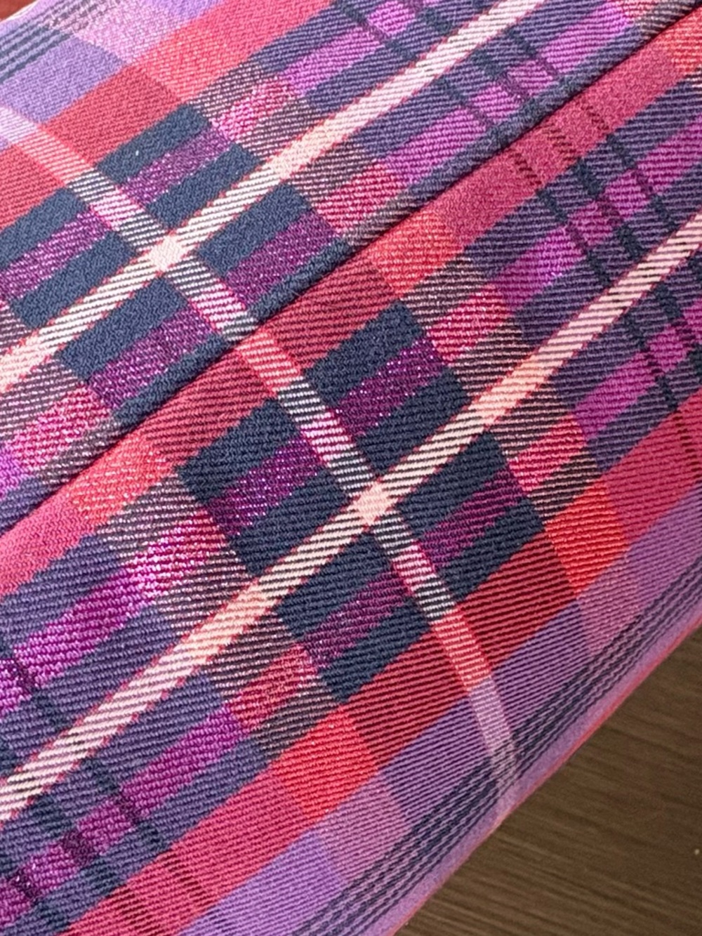 Coach Poppy Tartan Plaid Glam Tote + Wristlet (Purple/Pink) 15886 - Picture 13 of 17